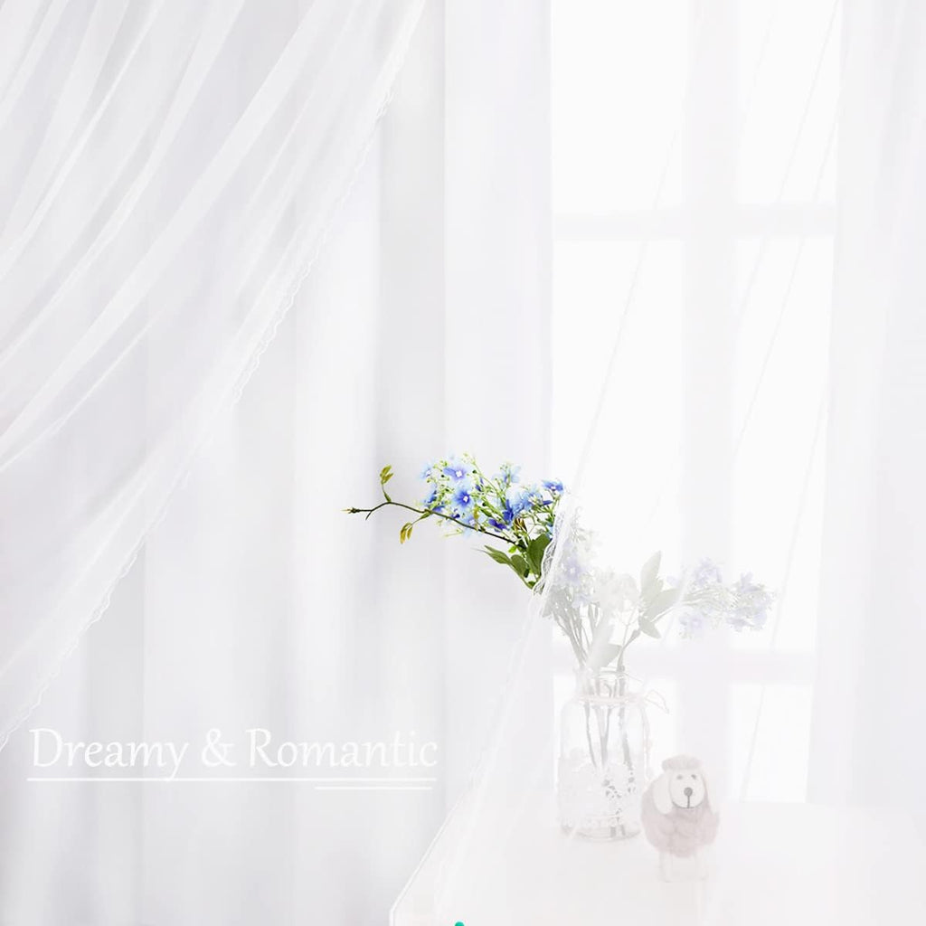 Winter White Double Layer Voile Curtains Set of 2