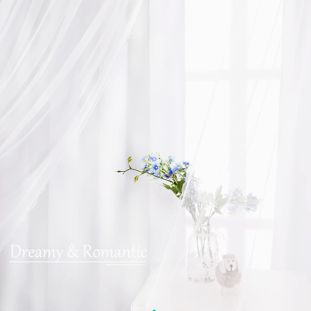 Winter White Double Layer Voile Curtains Set of 2