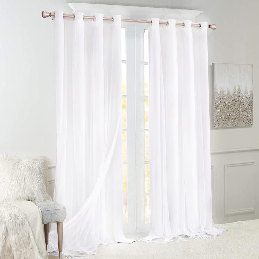 Winter White Double Layer Voile Curtains Set of 2