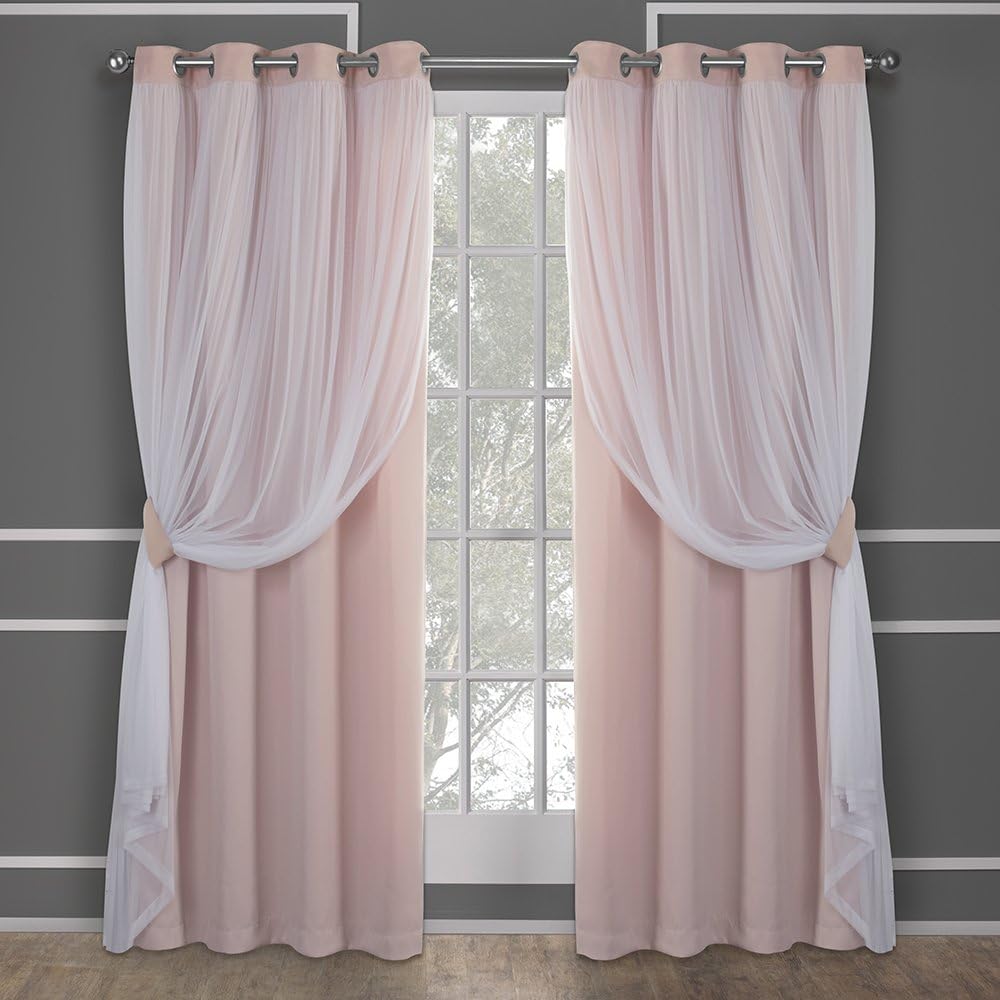 Rose Blush Double Layer Blackout Curtains Set of 2