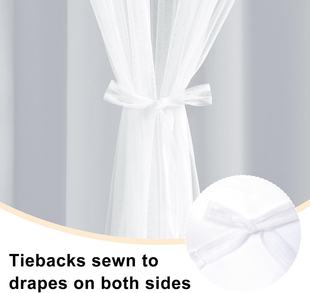 Greyish White Double Layer Blackout Curtains Set of 2