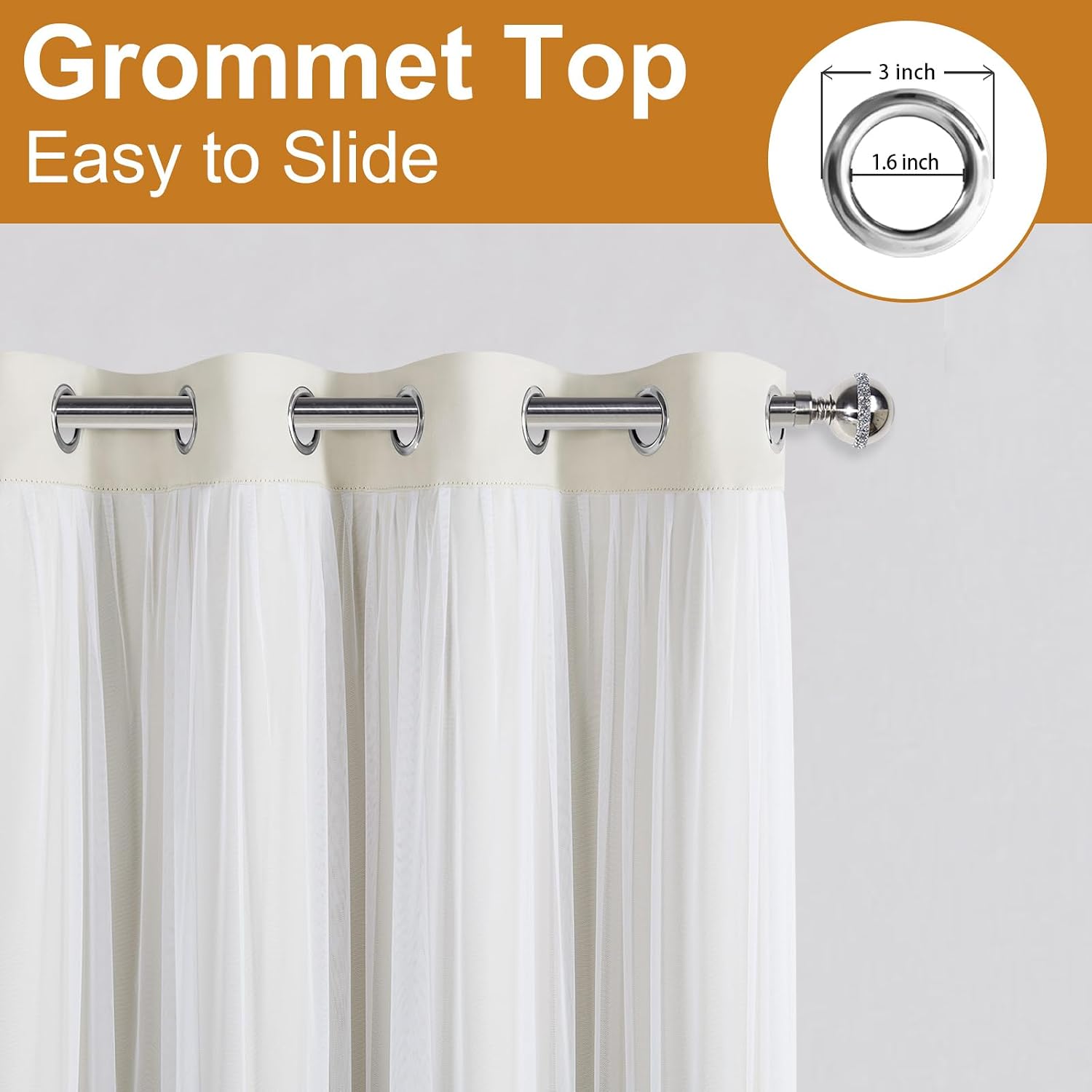 Ivory Double Layer Blackout Curtains Set of 2
