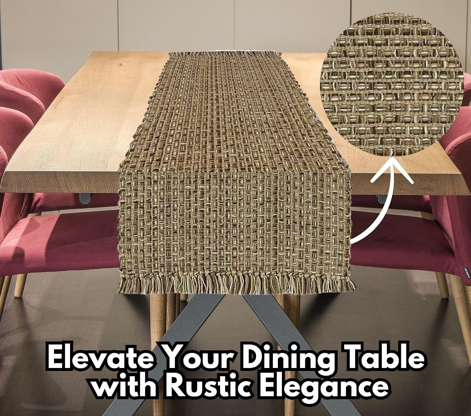 Tweed Hand-Loomed Fringed Table Runner