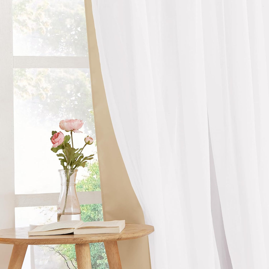 Biscotti Beige Double Layer Curtains Set of 2