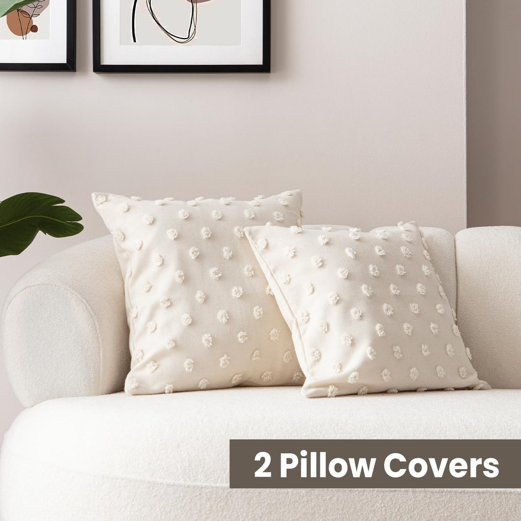 Ivory Cotton Blend Neutral Pillow Covers