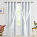 Greyish White Double Layer Blackout Curtains Set of 2