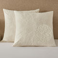 Cream Floral Quilted Cotton Euro Pillow Shams