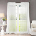 White Rod Pocket Voile Sheer Curtains Set of 2
