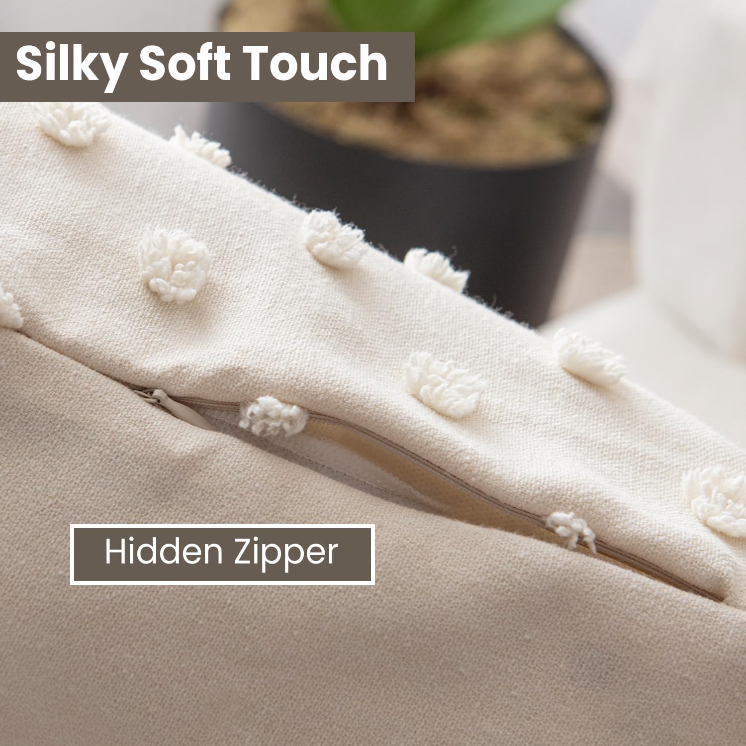 Ivory Cotton Blend Neutral Pillow Covers