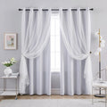 Greyish White Double Layer Blackout Curtains Set of 2