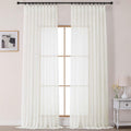 Ivory Pinch Pleated Textured Sheer Curtains Set of 2