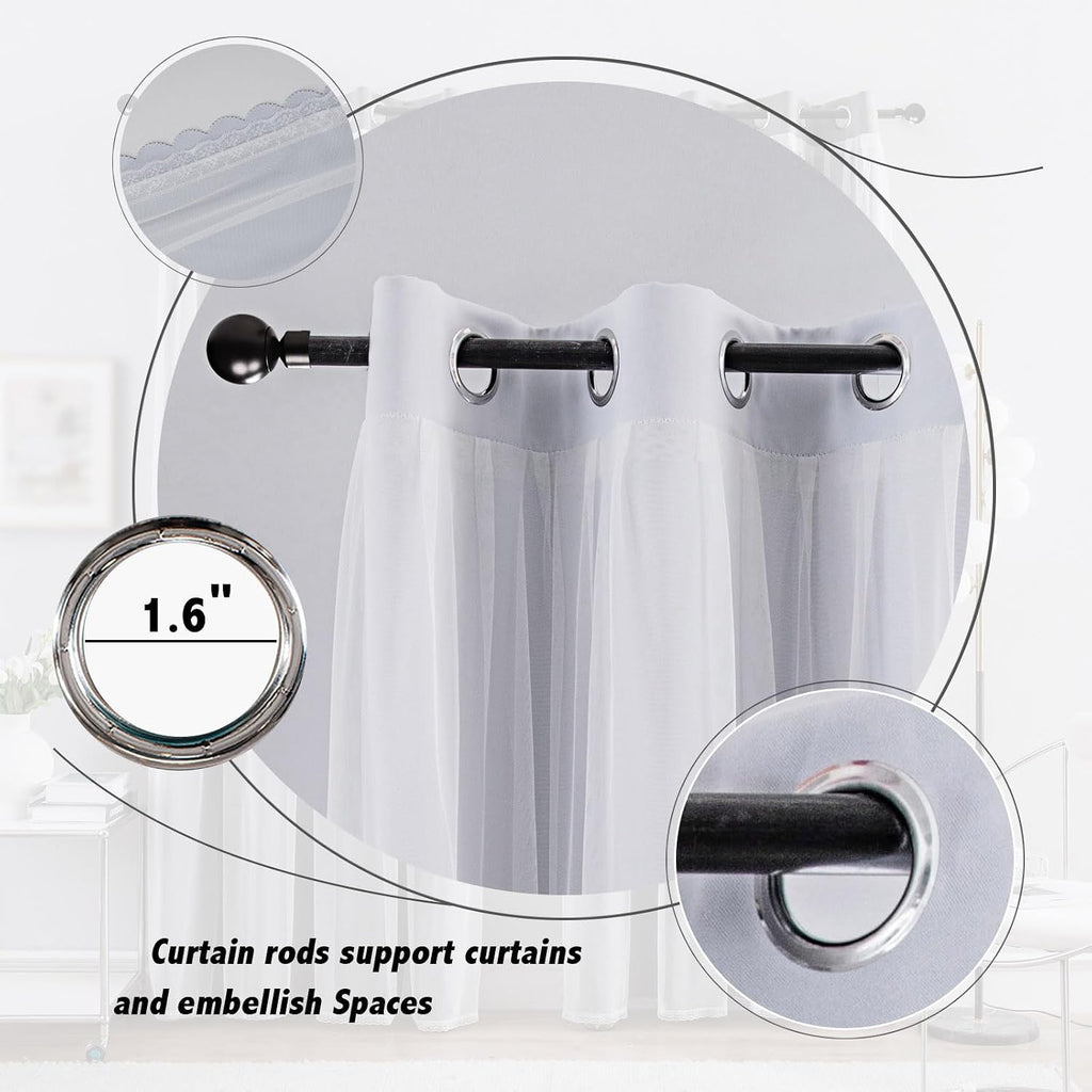 Greyish White Double Layer Blackout Curtains Set of 2