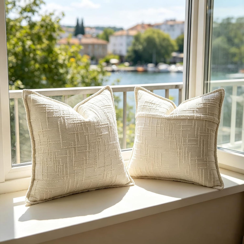 Cream Chenille Boho Farmhouse Pillow Covers