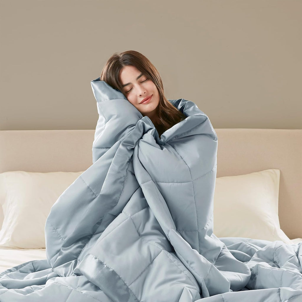 Satin Trim Blue Down Alternative Blanket