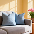Blue Embossed Velvet Throw Pillow Covers Set of 2