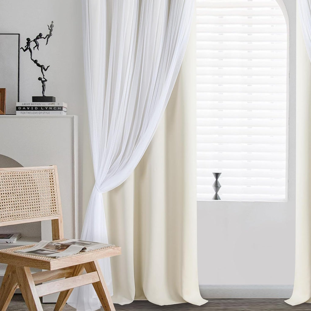 Ivory Double Layer Blackout Curtains Set of 2