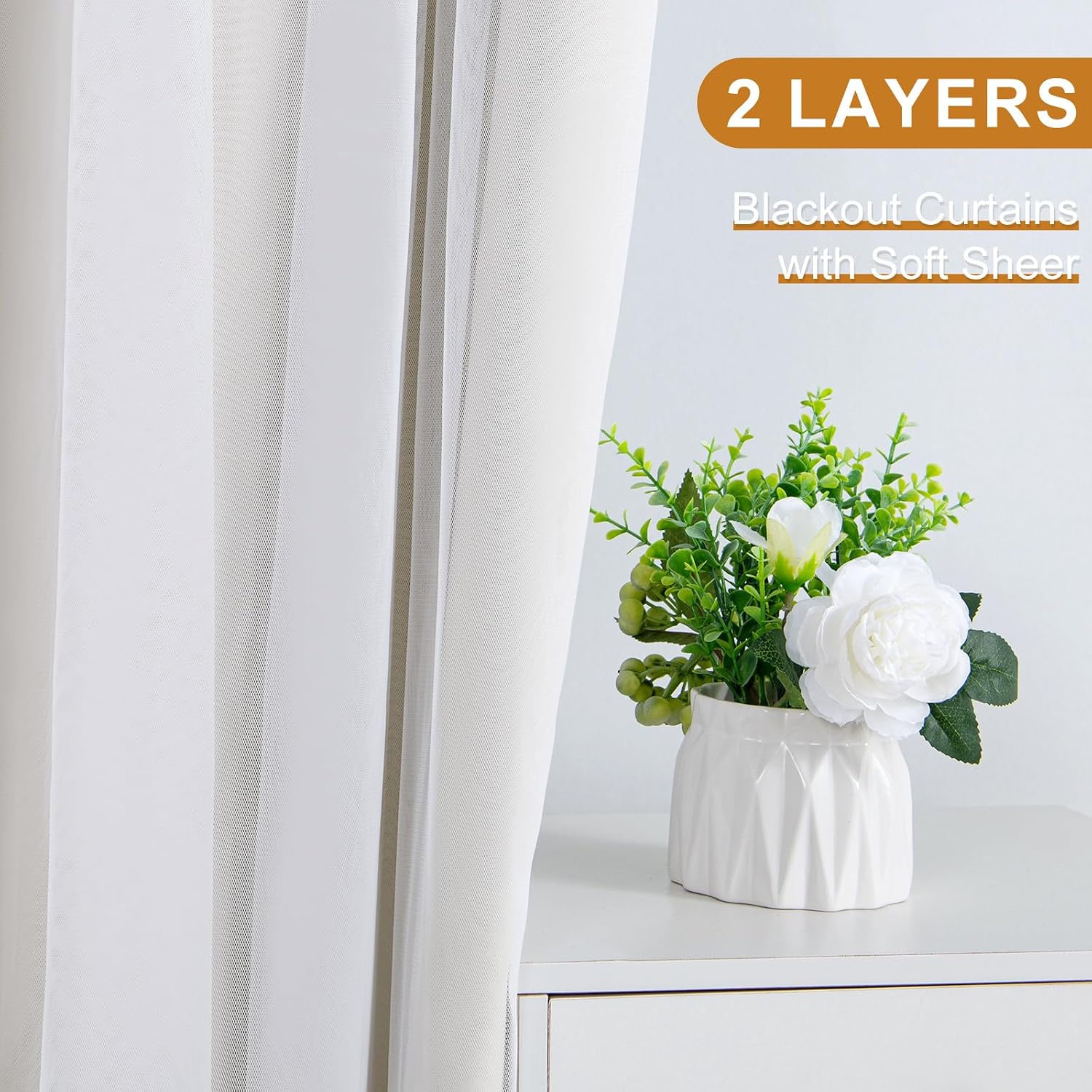 Ivory Double Layer Blackout Curtains Set of 2