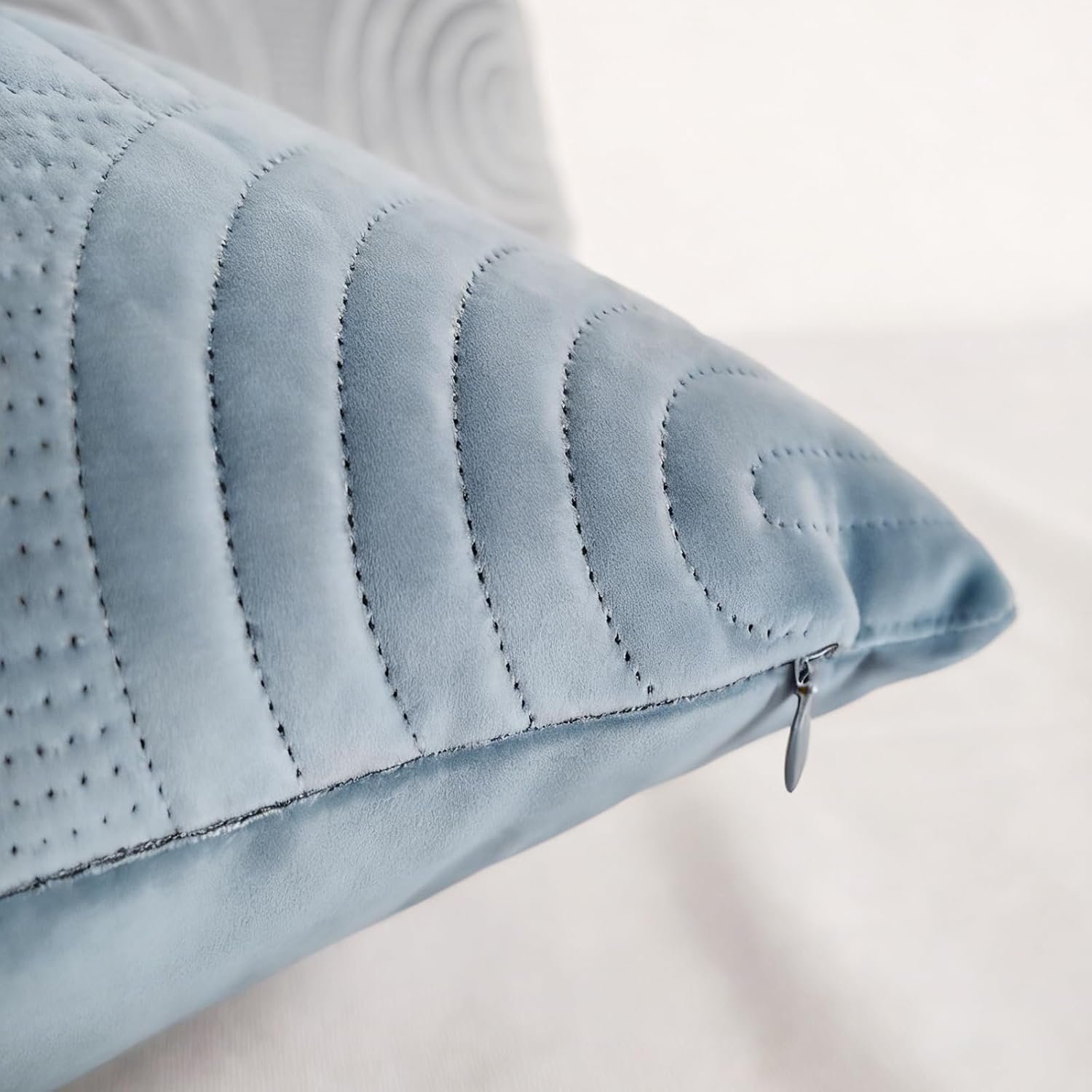 Blue Embossed Velvet Throw Pillow Covers Set of 2