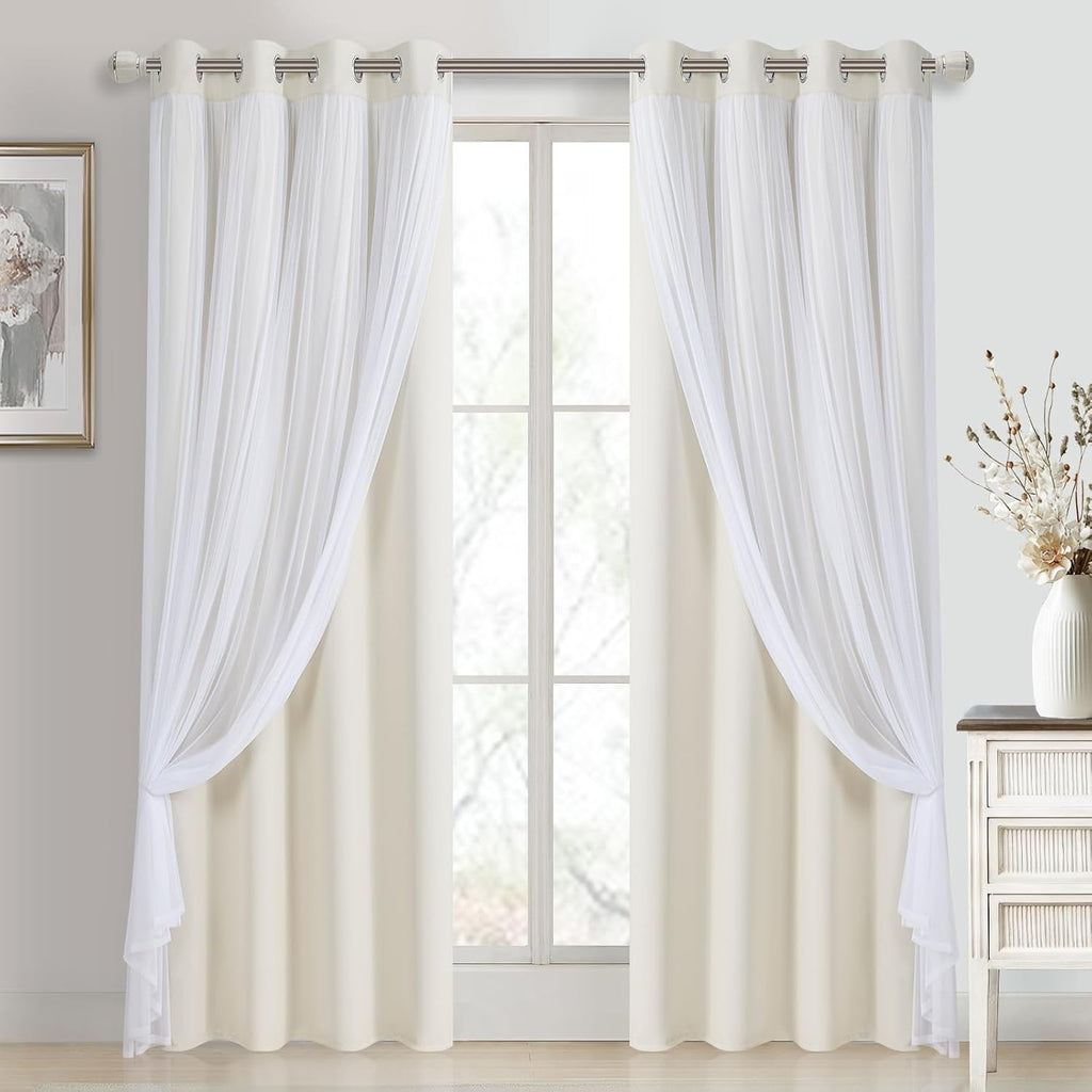 Ivory Double Layer Blackout Curtains Set of 2