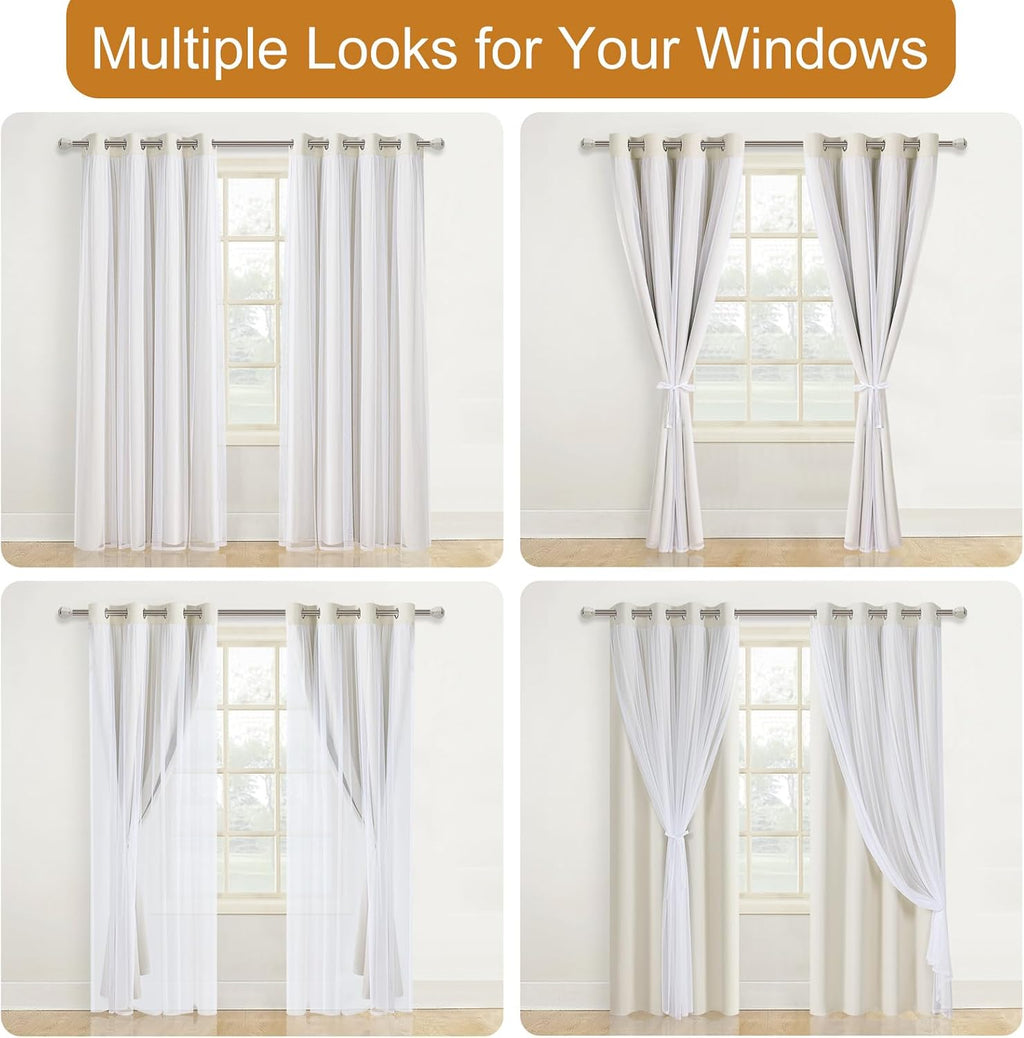 Ivory Double Layer Blackout Curtains Set of 2