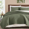 Olive Green Lightweight Queen Quilt Set
