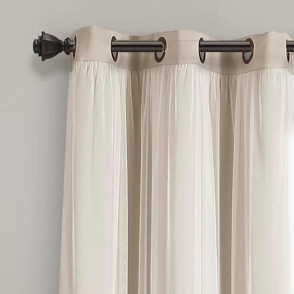 Wheat Sheer Overlay Blackout Curtains Set of 2