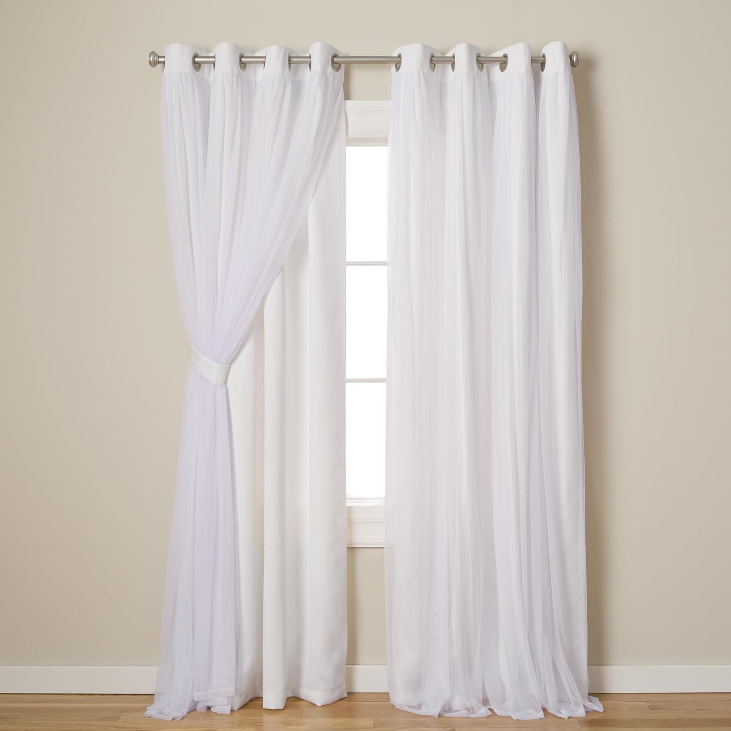 Winter White Double Layer Blackout Curtains Set of 2
