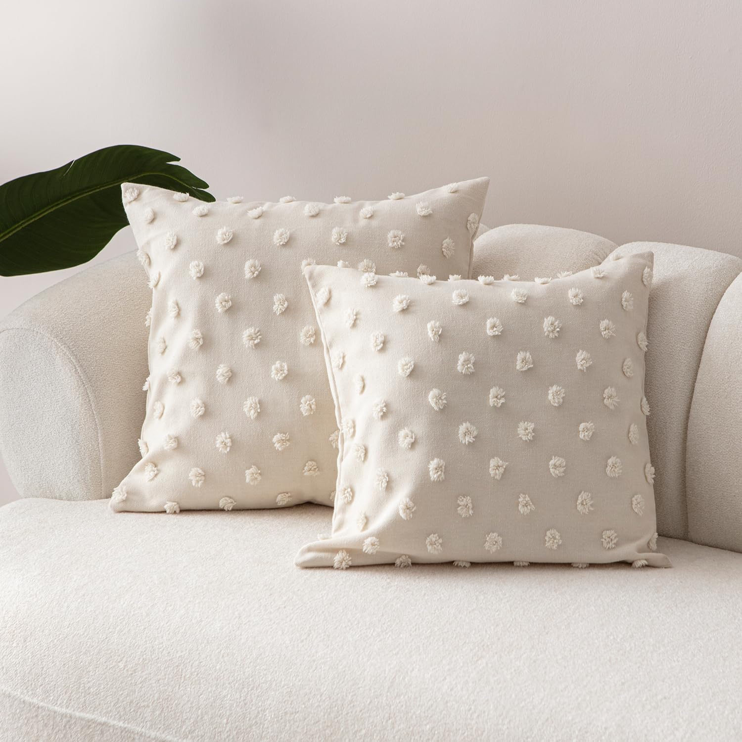 Ivory Cotton Blend Neutral Pillow Covers
