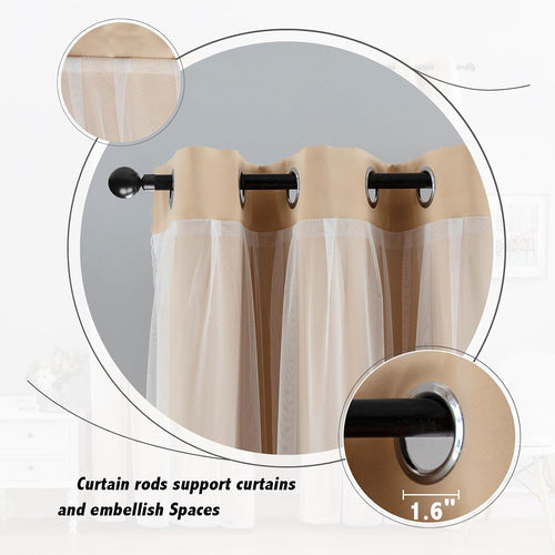 Beige Double Layer Blackout Curtains Set of 2