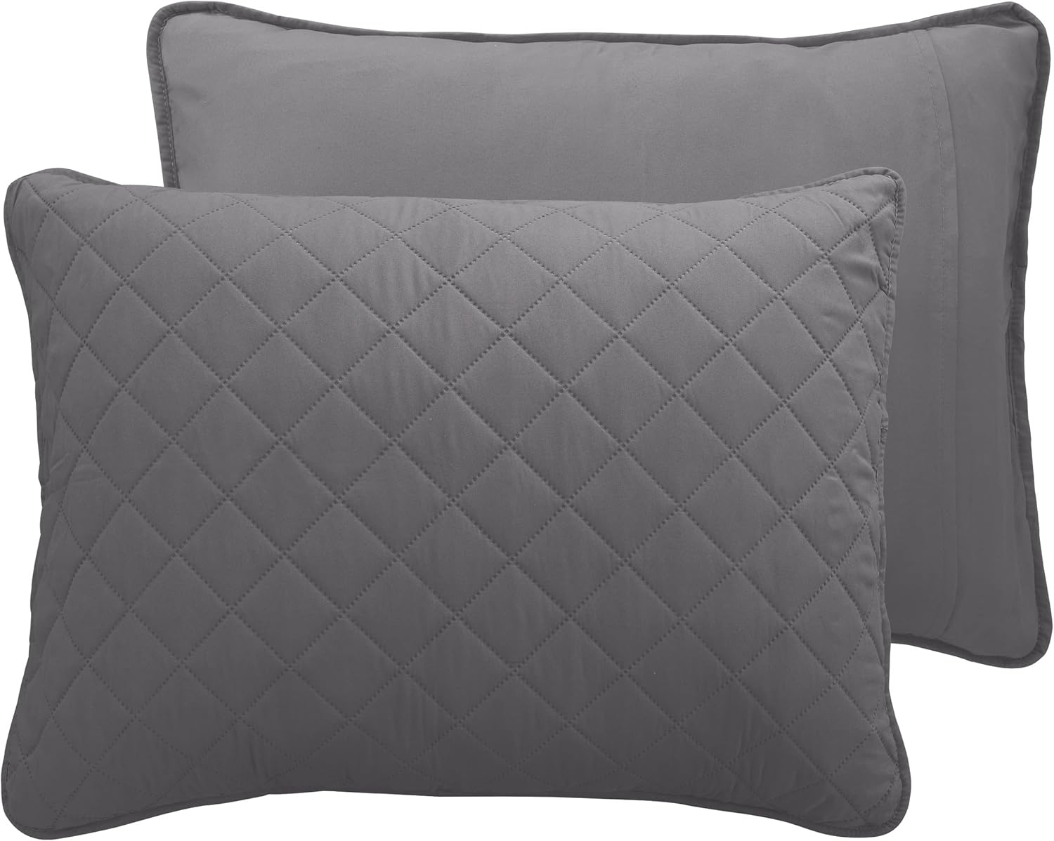 Reversible Gray Microfiber Quilt Bedding Set