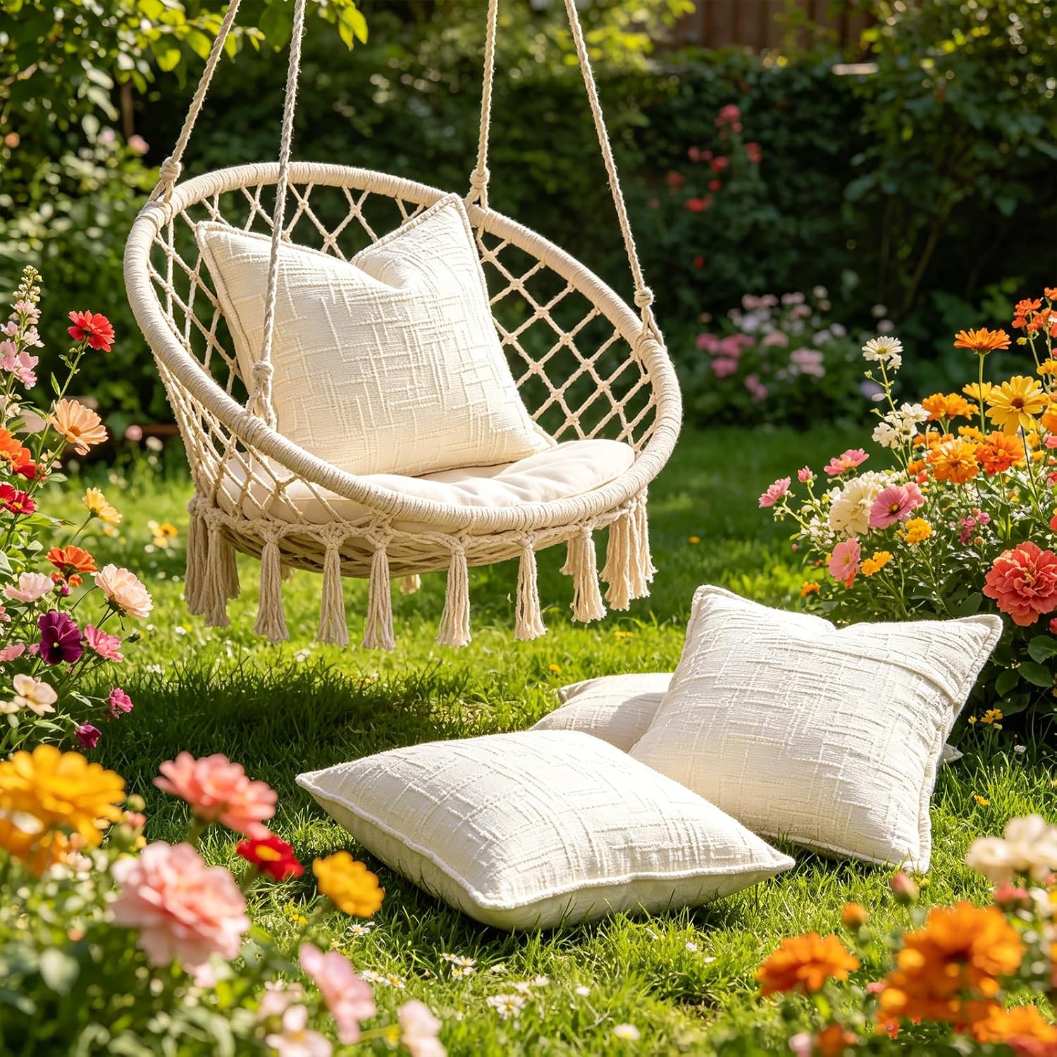 Cream Chenille Boho Farmhouse Pillow Covers