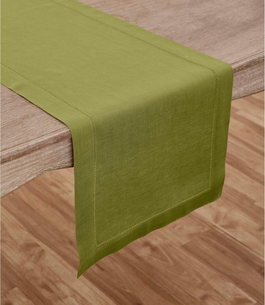 Pure Linen Hemstitch Avocado Table Runner