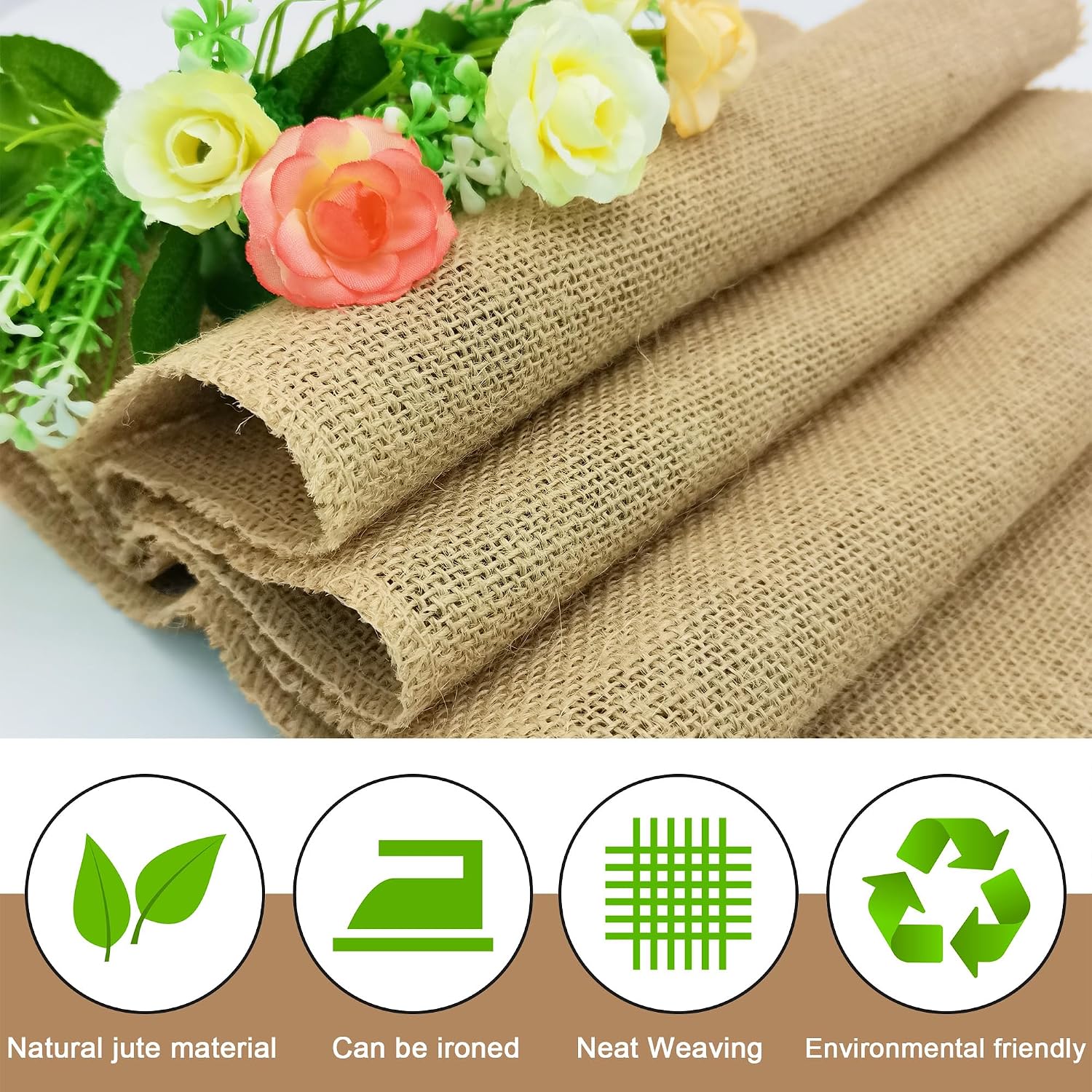 Rustic Burlap Farmhouse Table Runner Set