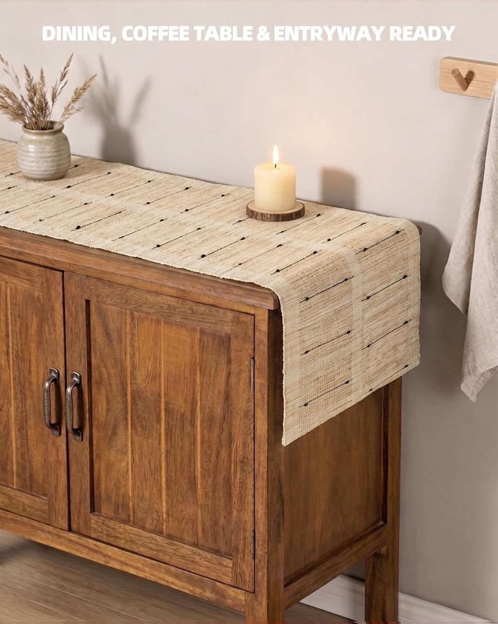 Handwoven Ramie Neutral Beige Table Runner