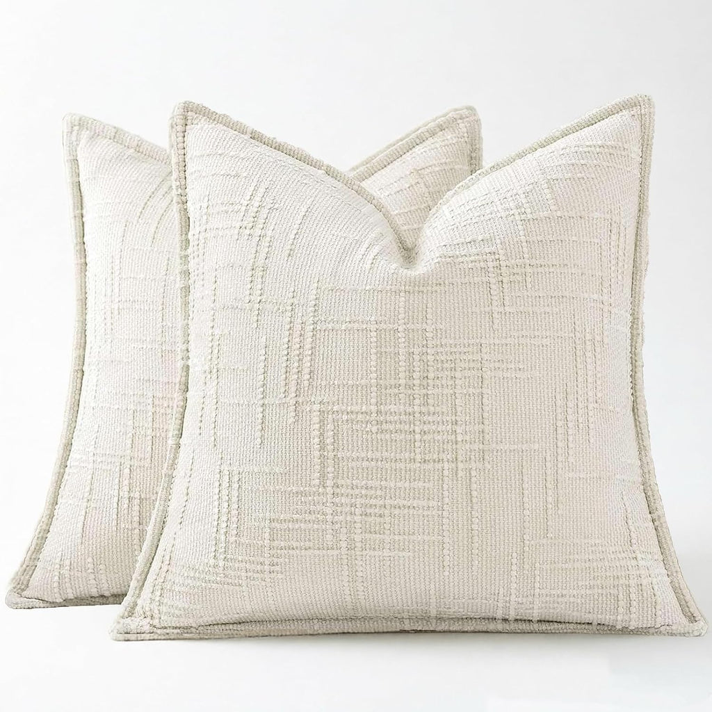 Cream Chenille Boho Farmhouse Pillow Covers