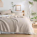 Striped Neutral Microfiber Quilt Bedding Set