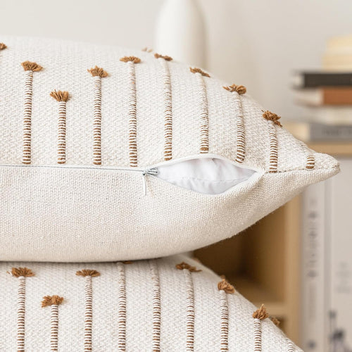Beige Brown Neutral Boho Pillow Covers Set of 2