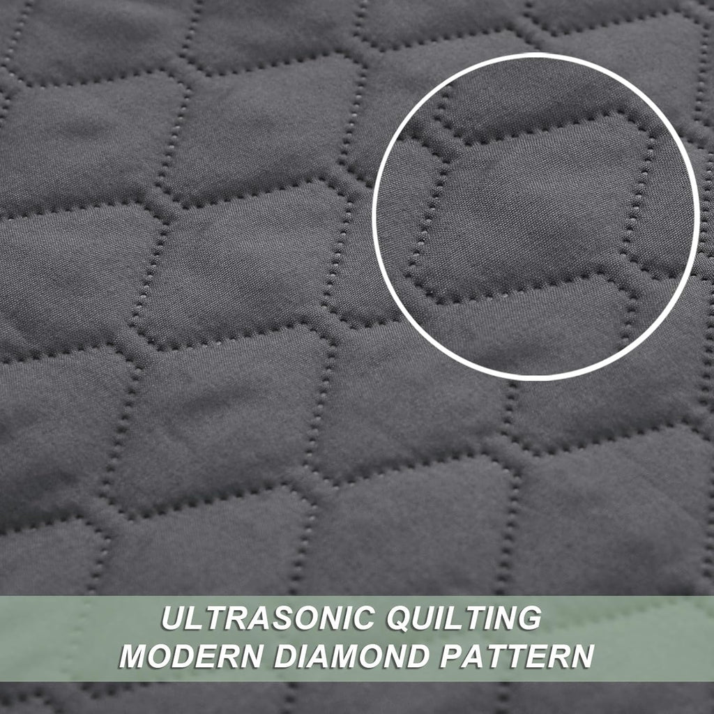 Reversible Grey Microfiber Quilt Bedding Set