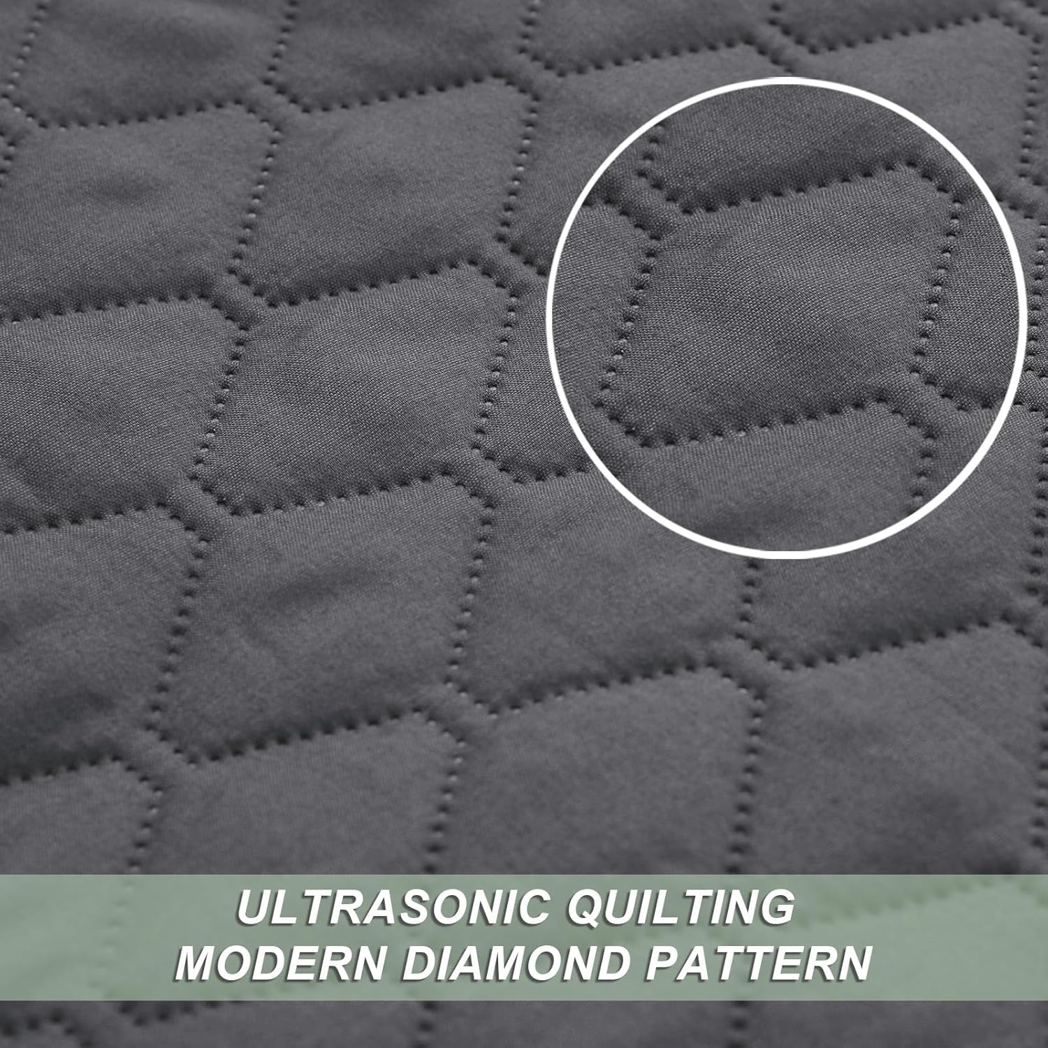 Reversible Grey Microfiber Quilt Bedding Set