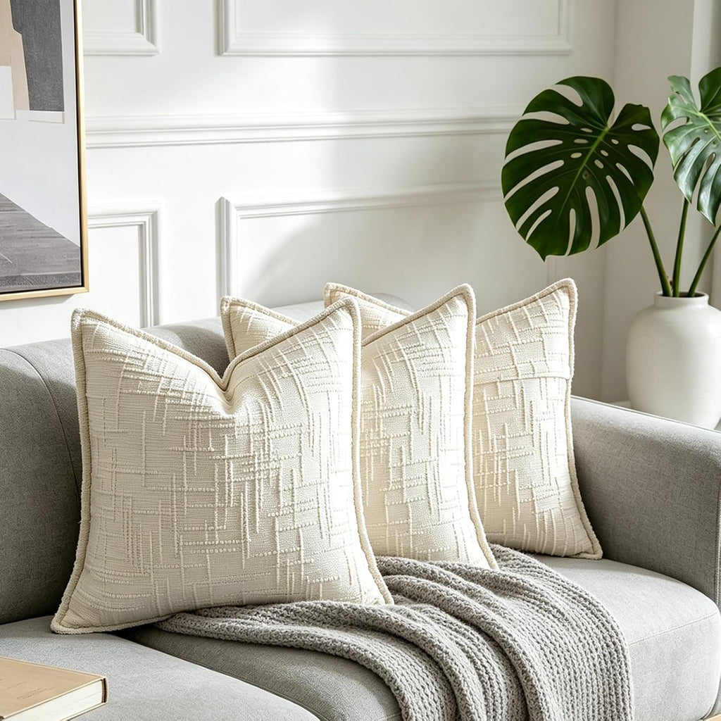 Cream Chenille Boho Farmhouse Pillow Covers