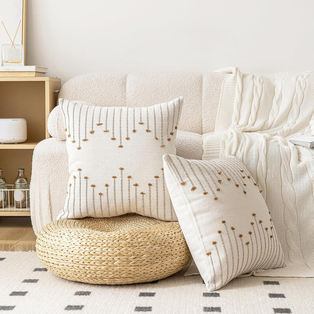 Beige Brown Neutral Boho Pillow Covers Set of 2