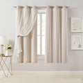 Beige Double Layer Blackout Curtains Set of 2