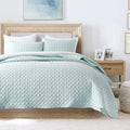 Cloud Pattern Aqua Blue Quilt Bedding Set