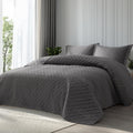 Basket Weave Grey Quilt Bedding Set