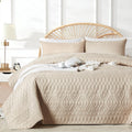 Geometric Beige Microfiber Quilt Set