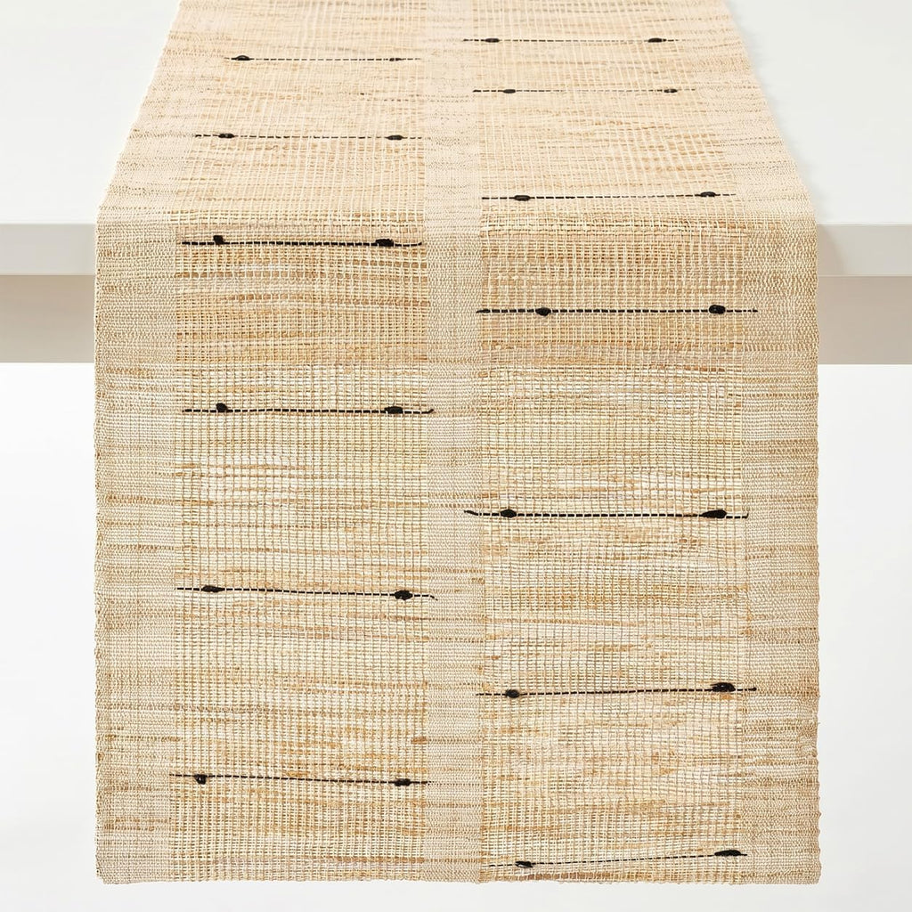 Handwoven Ramie Neutral Beige Table Runner