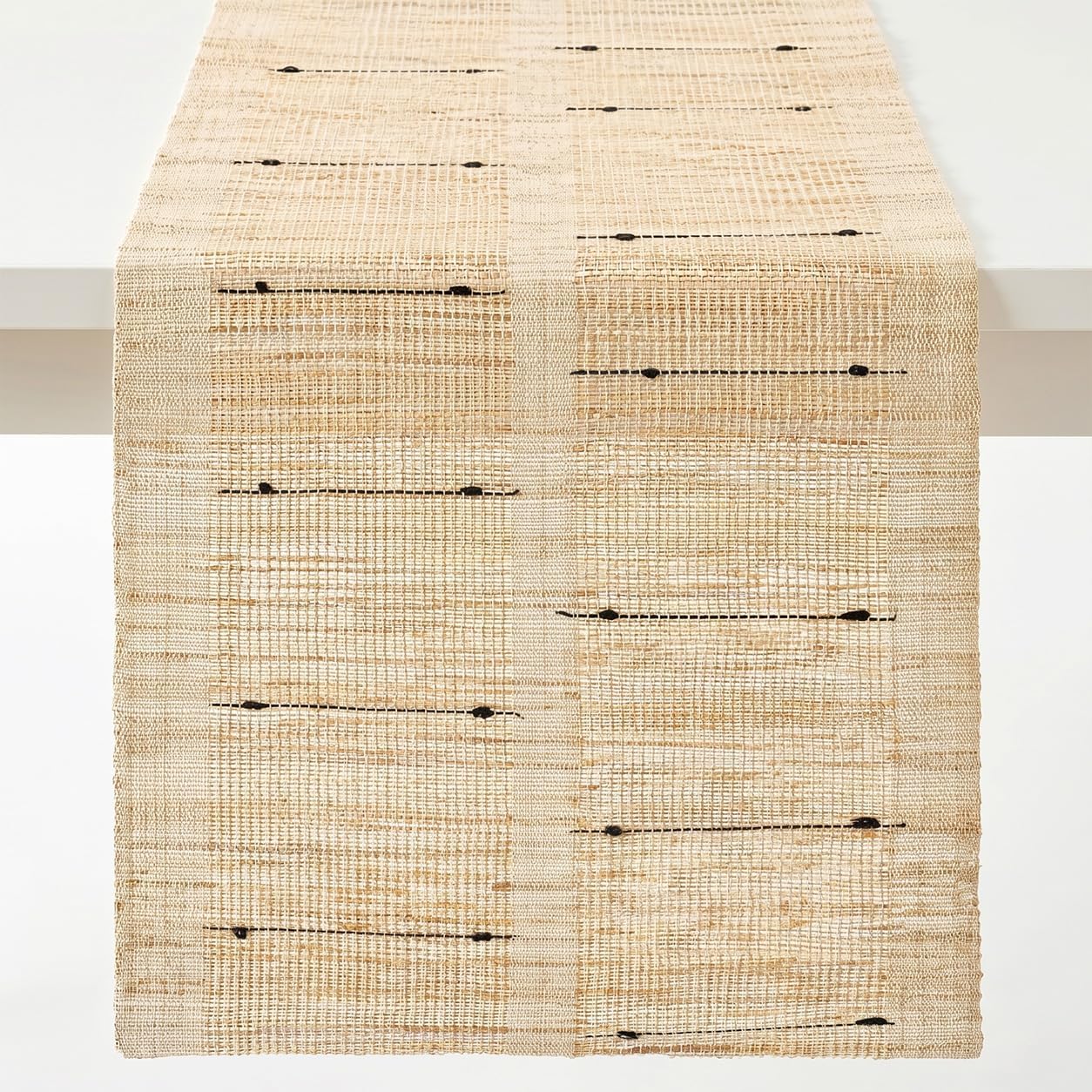 Handwoven Ramie Neutral Beige Table Runner