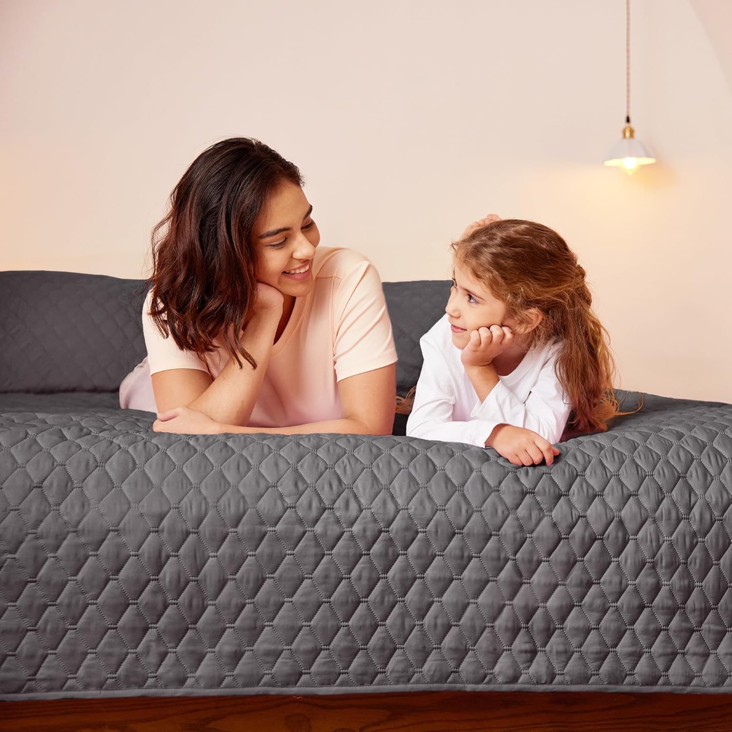 Reversible Grey Microfiber Quilt Bedding Set