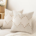 Beige Brown Neutral Boho Pillow Covers Set of 2