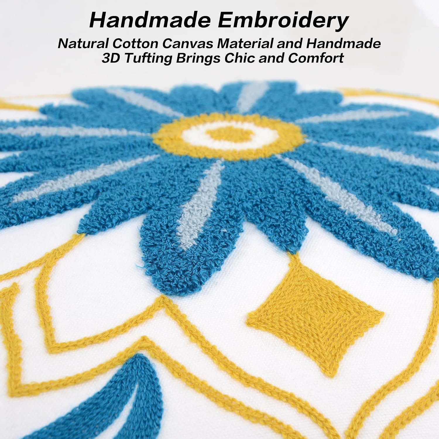 Boho Floral Embroidered Coastal Pillow Covers
